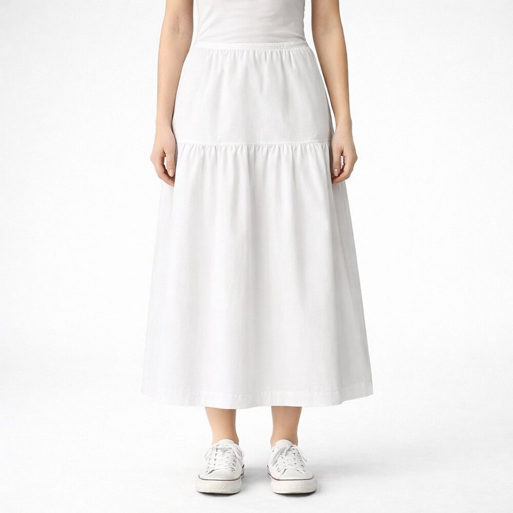 ASTR The Label White Midi Skirt Tiered Cotton Flowy Size Small